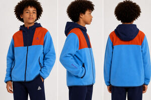 Nike ACG Wolf Tree Fleece Hoodie Youth XL Blue Orange Gorpcore Full Zip